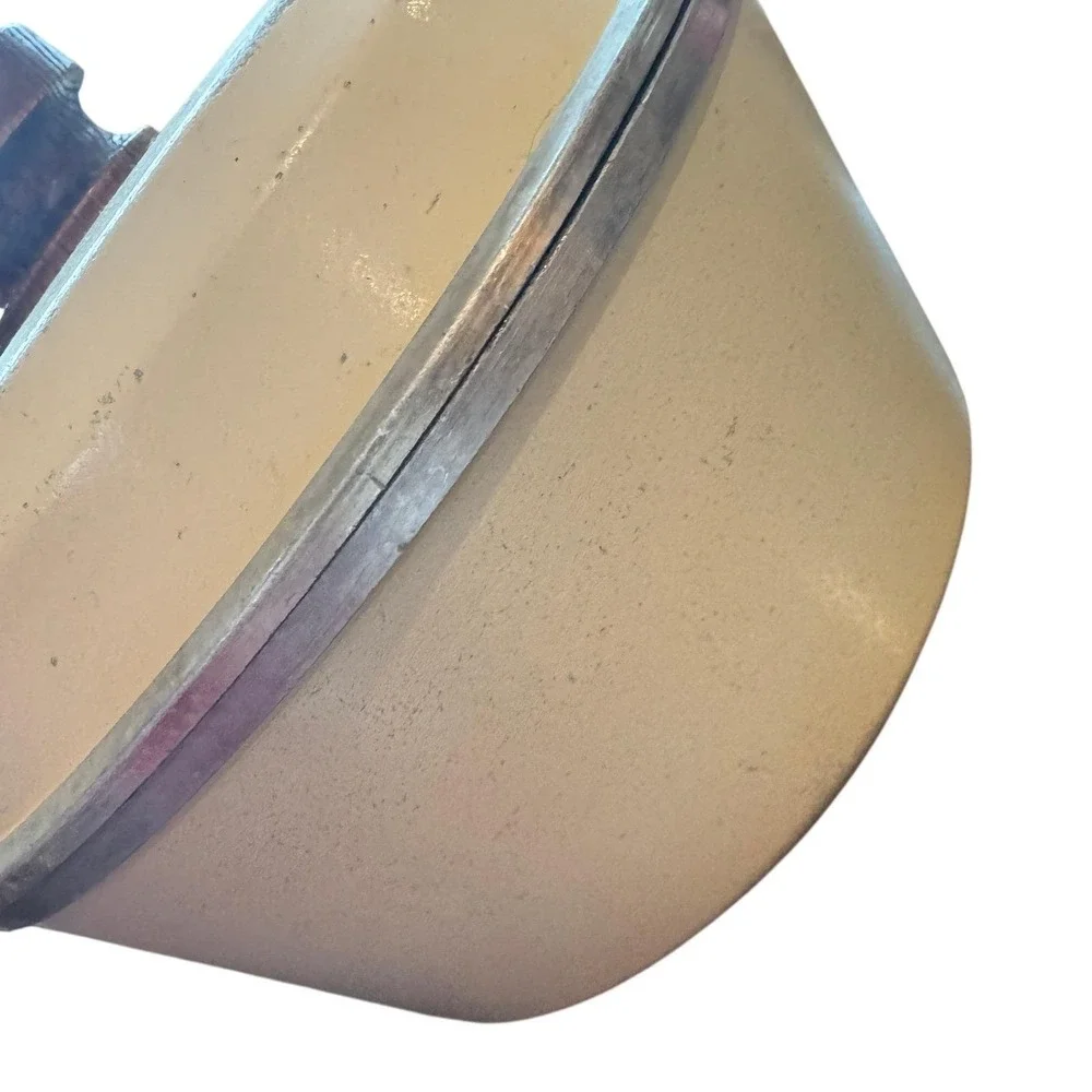 Vintage Club Aluminum Tan Enamel Saucepan with Lid and‎ Faux Wood Handle MCM